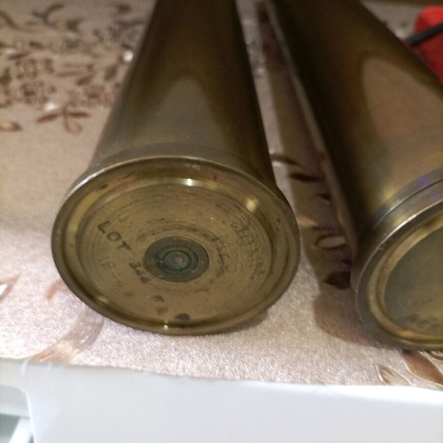 Two collectible vintage 1944 shell casings used