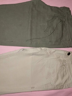 Pants s-m knee-length in beige and olive colors like new