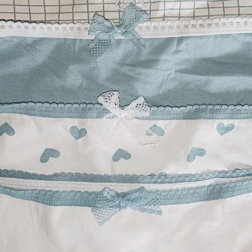 Cotton underwear set new, 6 pieces, white and turquoise