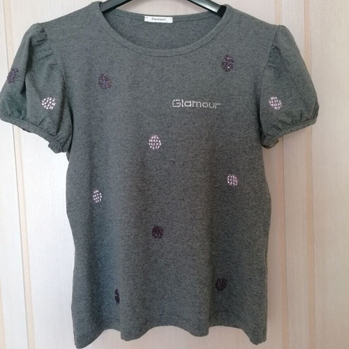 Pontoni blouse new, M/L, gray with embroidered details