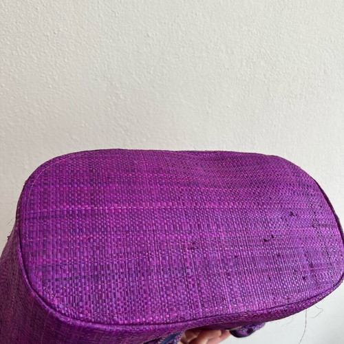 Straw bag with scarf like new, purple, Bag-All