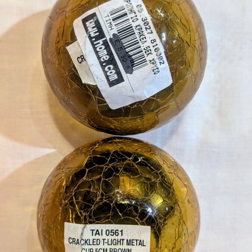Set of two honey crackle tealight candle holders