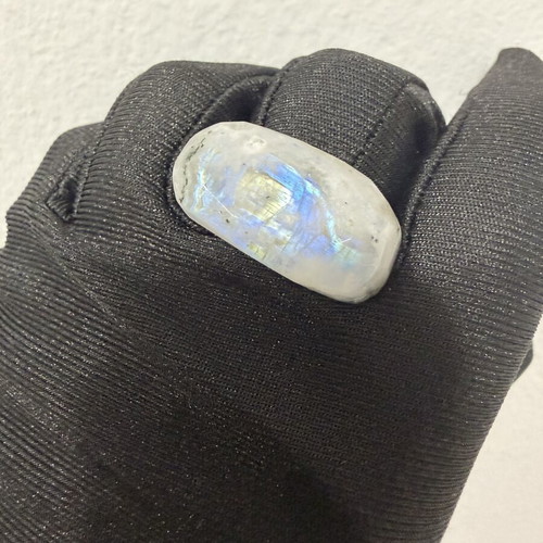 Moonstone ring carved from a single natural piece