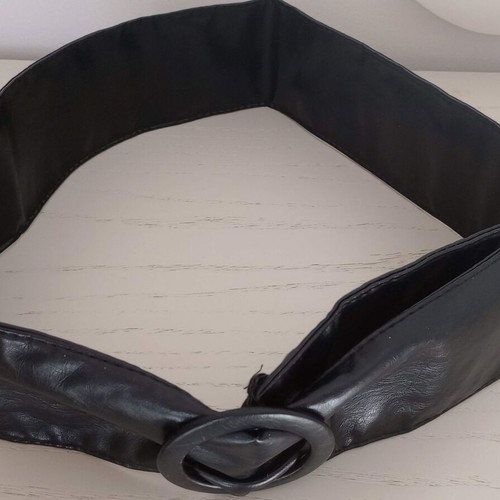 Wide faux leather belt like new, black, size 120 cm