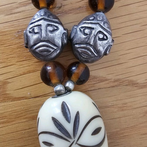 Set of three vintage boho style necklaces used