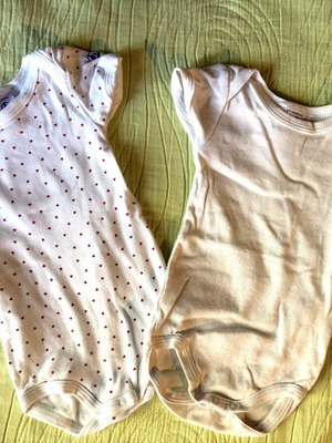 Petit Bateau κορμάκια βαμβακερά με κοντά μανίκια μέγεθος 68 σαν καινούργια, πακέτο 2
