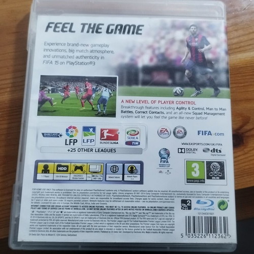 Fifa 15 PS3 game used, cover wear due to age
