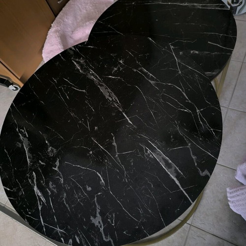 Double coffee table black/gold with marble look like new
