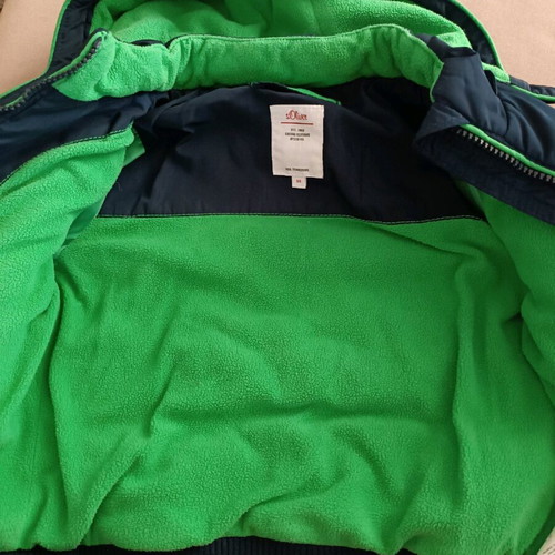 S'Oliver blue jacket used 98 cm for 2 years with fleece lining and detachable hood