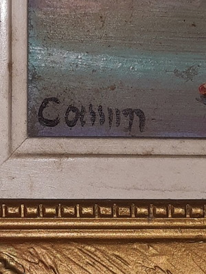 Signed painting in vintage carved frame like new