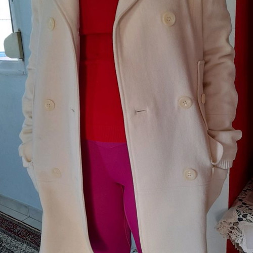 Mango white wool coat like new, size large