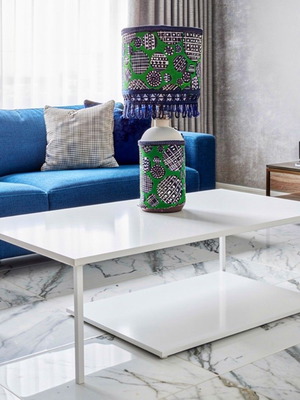 Portatif Green 70s Style Table Lamp with Glass Base