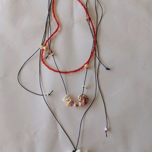 Handmade necklaces like new, set of 3, with shells and coral