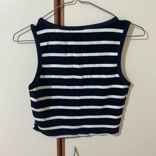 Crop top striped blue-white with zipper, like new