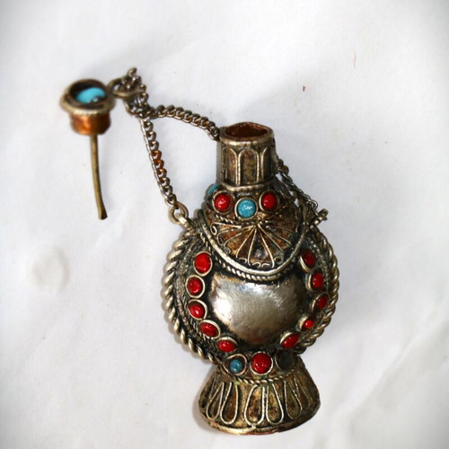 Tibetan Flask Pendant new with semi-precious stones