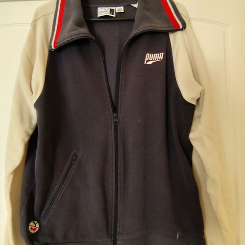 Puma men's cardigan used, beige and blue, size L