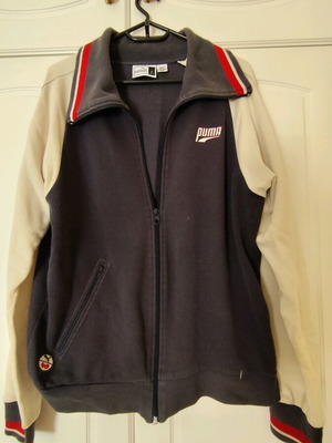Puma men's cardigan used, beige and blue, size L