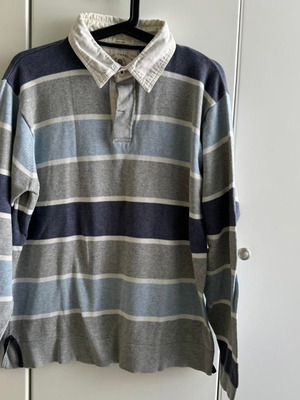 Blue Harbour long-sleeve shirt with collar used, Medium, gray and blue