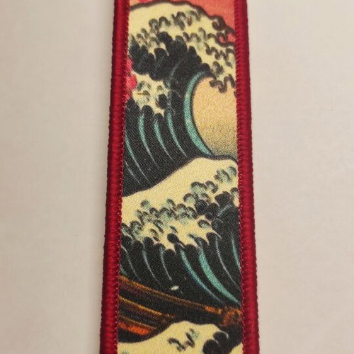 Embroidered fabric keychain The Great Wave Off Kanagawa new, multicolor