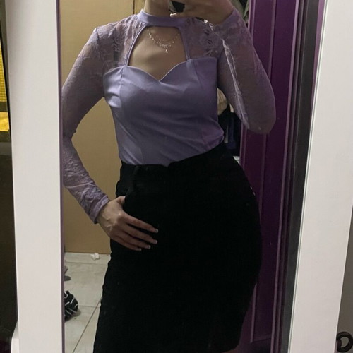 Lilac blouse with lace like new, size M