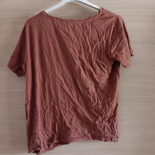 Stradivarius women's short-sleeve blouse used, red and brown, size L