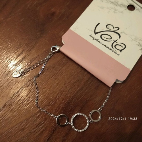 VETA bracelet with small diamonds, stainless steel
