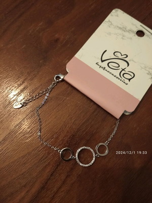 VETA bracelet with small diamonds, stainless steel