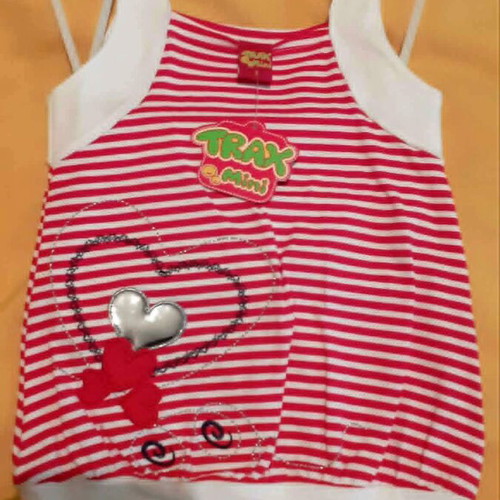 Trax Mini sleeveless striped blouse for girls new, red and white