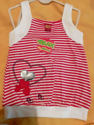 Trax Mini sleeveless striped blouse for girls new, red and white