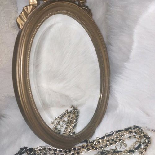 Vintage Art Nouveau antique mirror like new, oval with gold finish