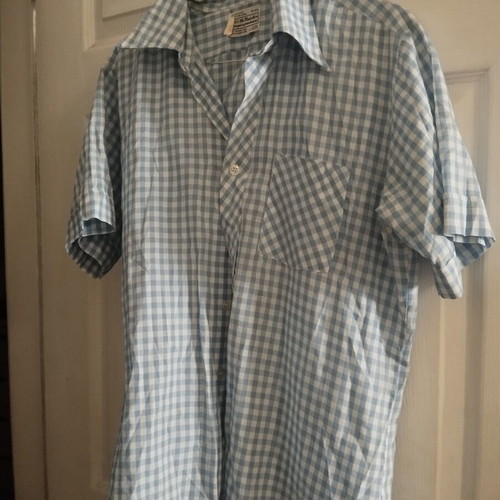 Vintage cool checked shirt used, white and blue