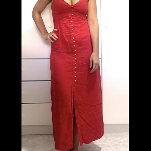 Zara linen maxi red dress XS/S