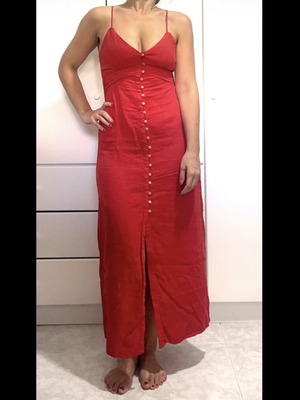 Zara linen maxi red dress XS/S