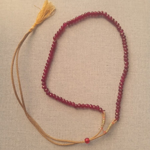 Handmade bracelet komboloi with natural Iranian garnet stones, adjustable, burgundy