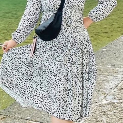 White Polka Dot Midi Dress one size like new