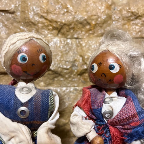 Traditional wooden dolls used, set of 2 from Epirus