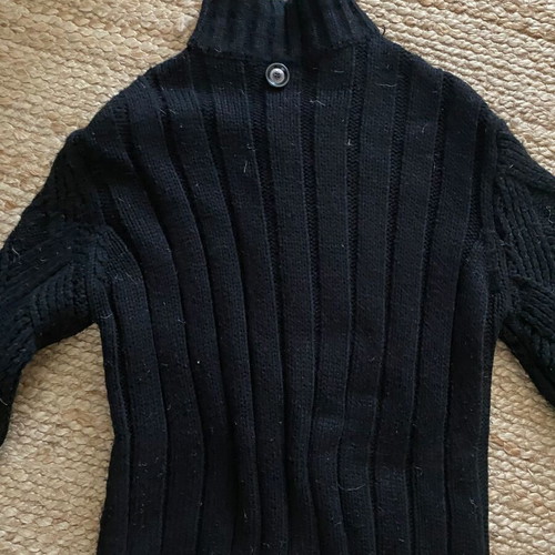 Woolen men's cardigan black used with hood size M