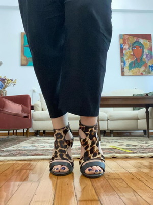 Sandro Paris leopard black heels like new
