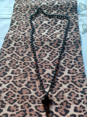 Men's black rosary with cross like new
