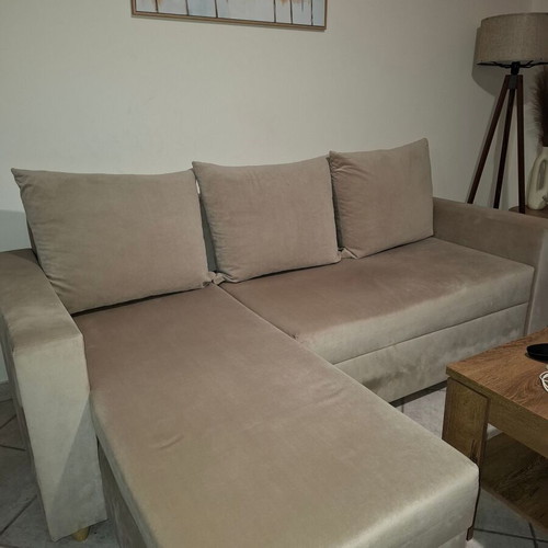 Fabiola beige corner sofa bed with storage, like new