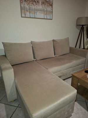 Fabiola beige corner sofa bed with storage, like new