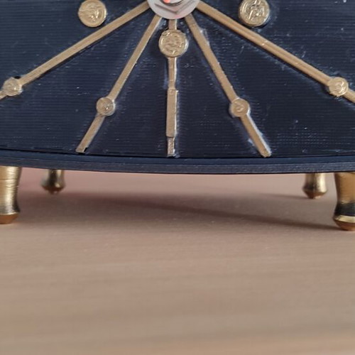 3d printed vintage desk clock, black with gold details