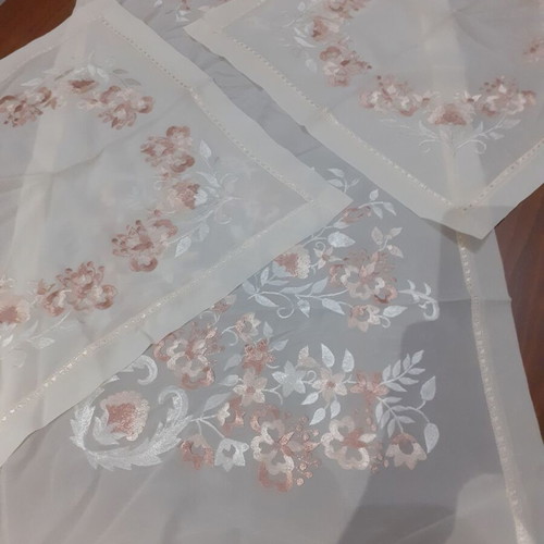 Silk Ivorie Table Runner with Embroidery Set of 3