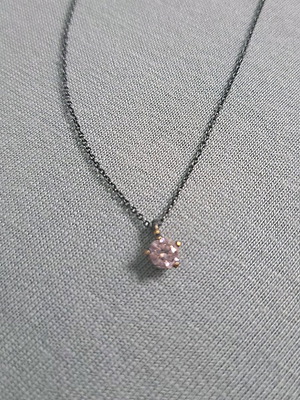 Necklace with pink zircon in oxidized 925 silver like new, minimal