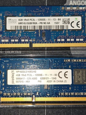 Laptop RAM 8GB (2 x 4GB) μεταχειρισμένη DDR3 1600Mhz PC3L-12800S SODIMM