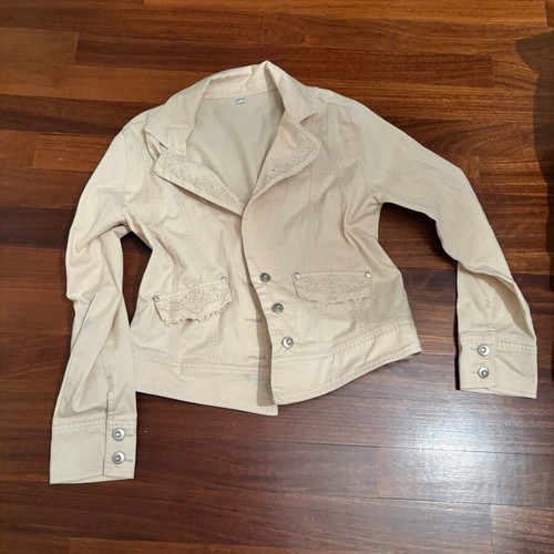 Women's Beige Jacket like new with Embroidery and Strass