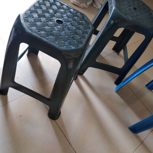 Plastic stools used, set of 3, chair height