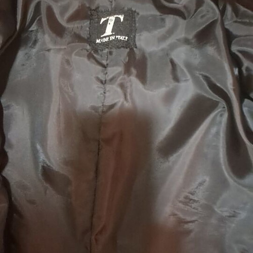 Leather jacket like new, Italian black with fur collar and sleeves