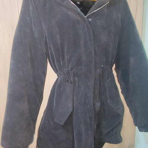 Owtwo black corduroy jacket XXL used with plush lining and hood