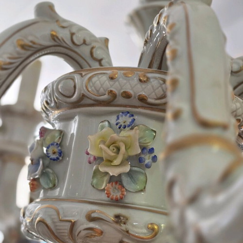 Capodimonte porcelain chandelier used, 80x55 cm